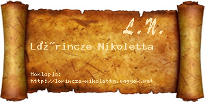 Lőrincze Nikoletta névjegykártya